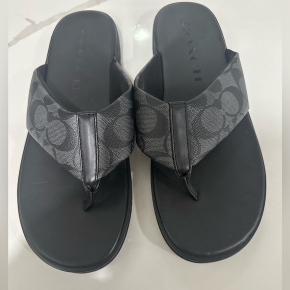 Coach Black Monogrammed Sandals-Size 9D - Picture 1 of 7
